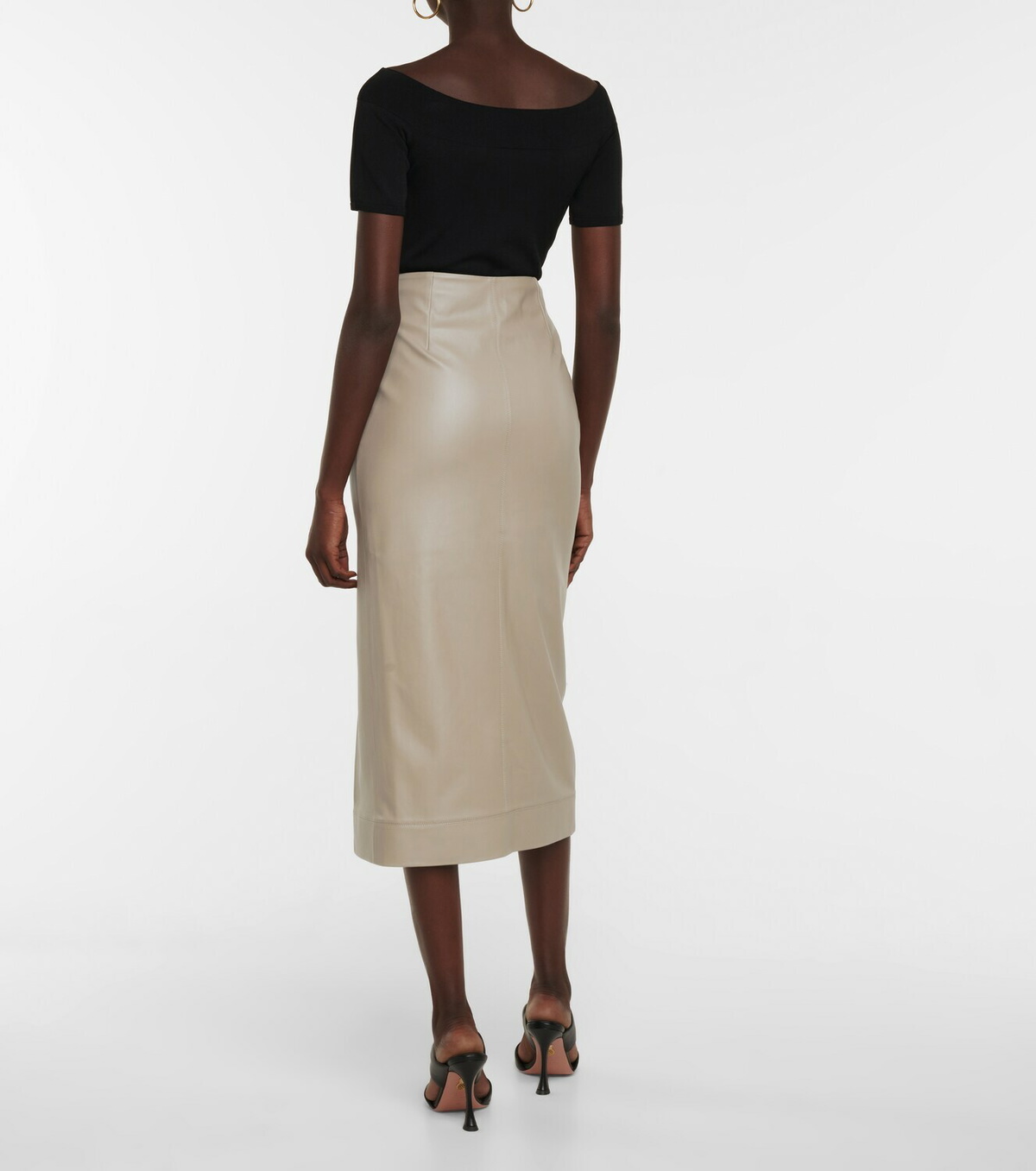 Safiyaa Madelle faux leather midi skirt
