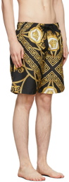 Versace Underwear Black & Gold 'La Coupe Des Dieux' Swim Shorts