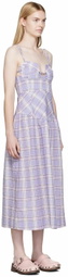 GANNI Purple Seersucker Midi Dress