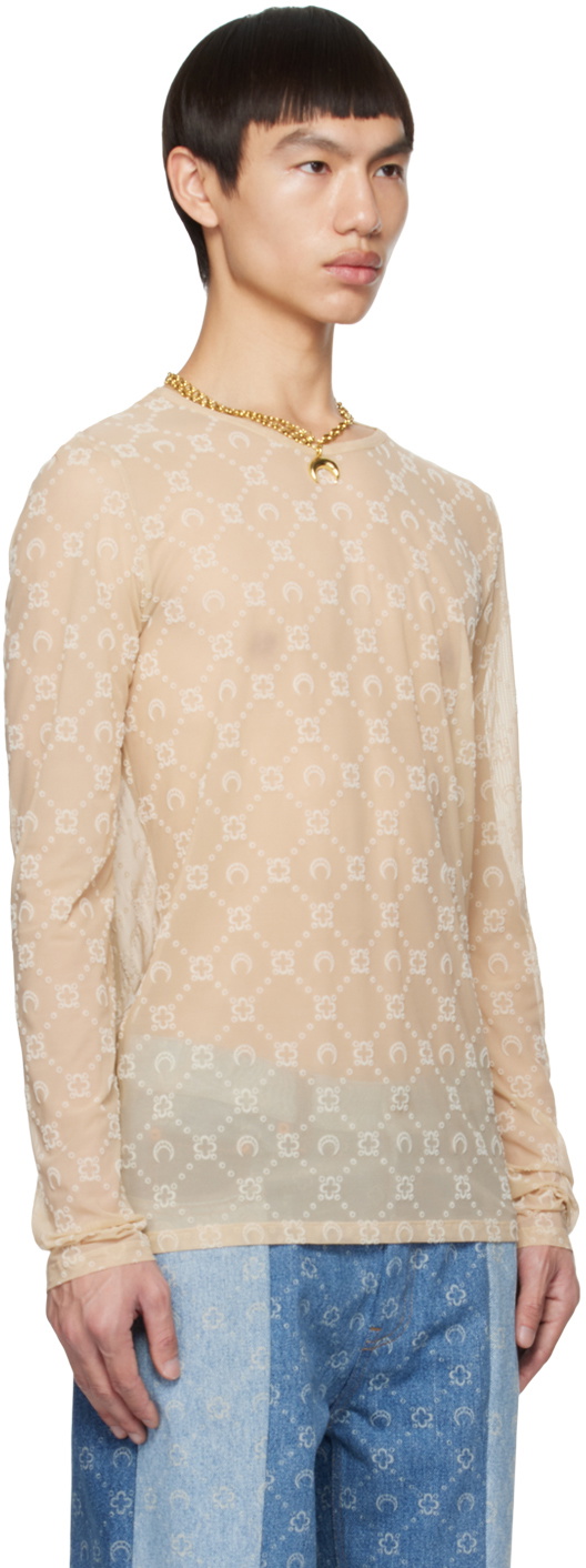 MARINE SERRE ベージュ Moonogram 長袖トップス Marine Serre Beige Moonogram Long Sleeve T-Shirt Marine Serre
