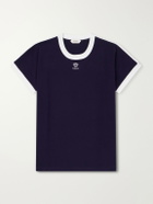Versace - Medusa-Embroidered Cotton-Blend Jersey T-Shirt - Blue