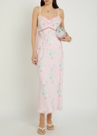 Loveshackfancy Kalo Floral-print Satin Midi Slip Skirt Pink