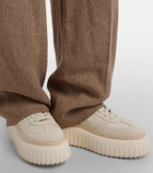 Hogan H710 H-Stripes leather and suede platform sneakers