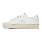 Golden Goose White and Gold Hi Star Sneakers