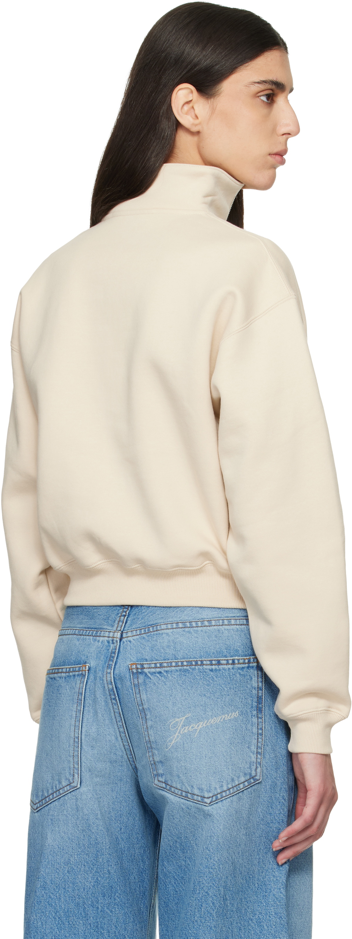 JACQUEMUS Beige 'The Gros Grain zipped-rollneck' Sweatshirt