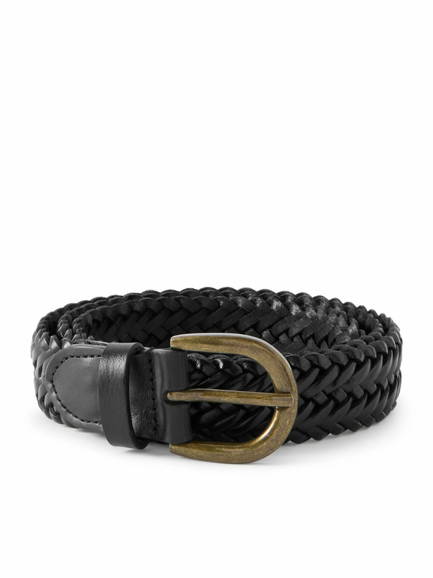 Photo: MORJAS - 3cm Woven Leather Belt - Black