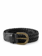 MORJAS - 3cm Woven Leather Belt - Black