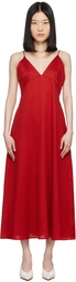 LESET Red Yoko V Midi Dress