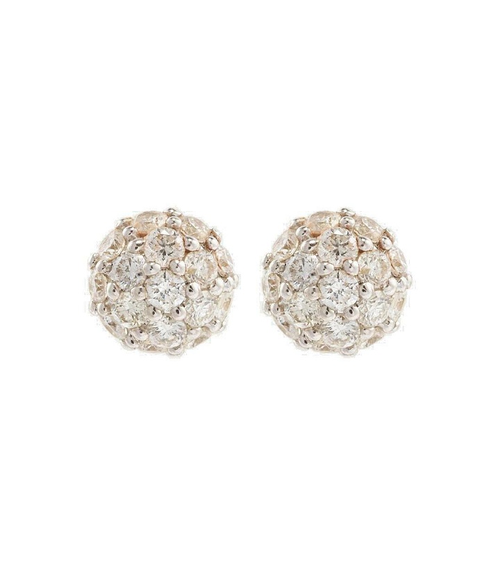 Photo: Stone and Strand Dainty Mirror Ball 10kt gold earrings with diamonds