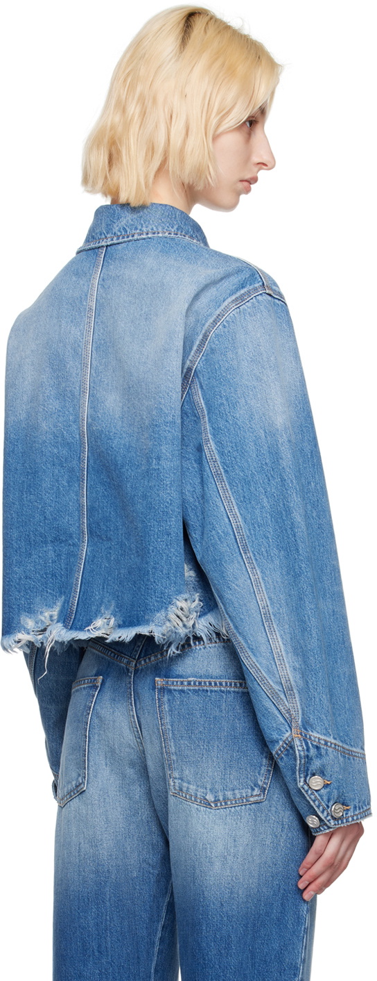 Stella McCartney Blue Embroidered Motif Denim Shorts