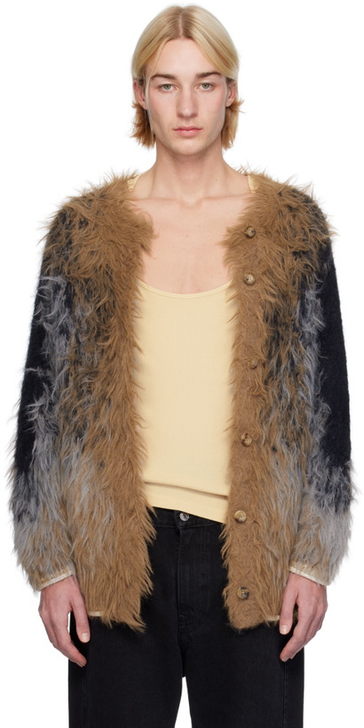 Photo: Y/Project Beige & Gray Hairy Gradient Cardigan