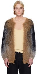 Y/Project Beige & Gray Hairy Gradient Cardigan