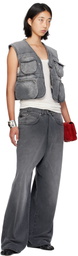 LU'U DAN Gray Wadded Denim Cargo Vest
