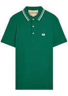 Valentino Garavani Vlogo Piqué Cotton Polo Shirt Green