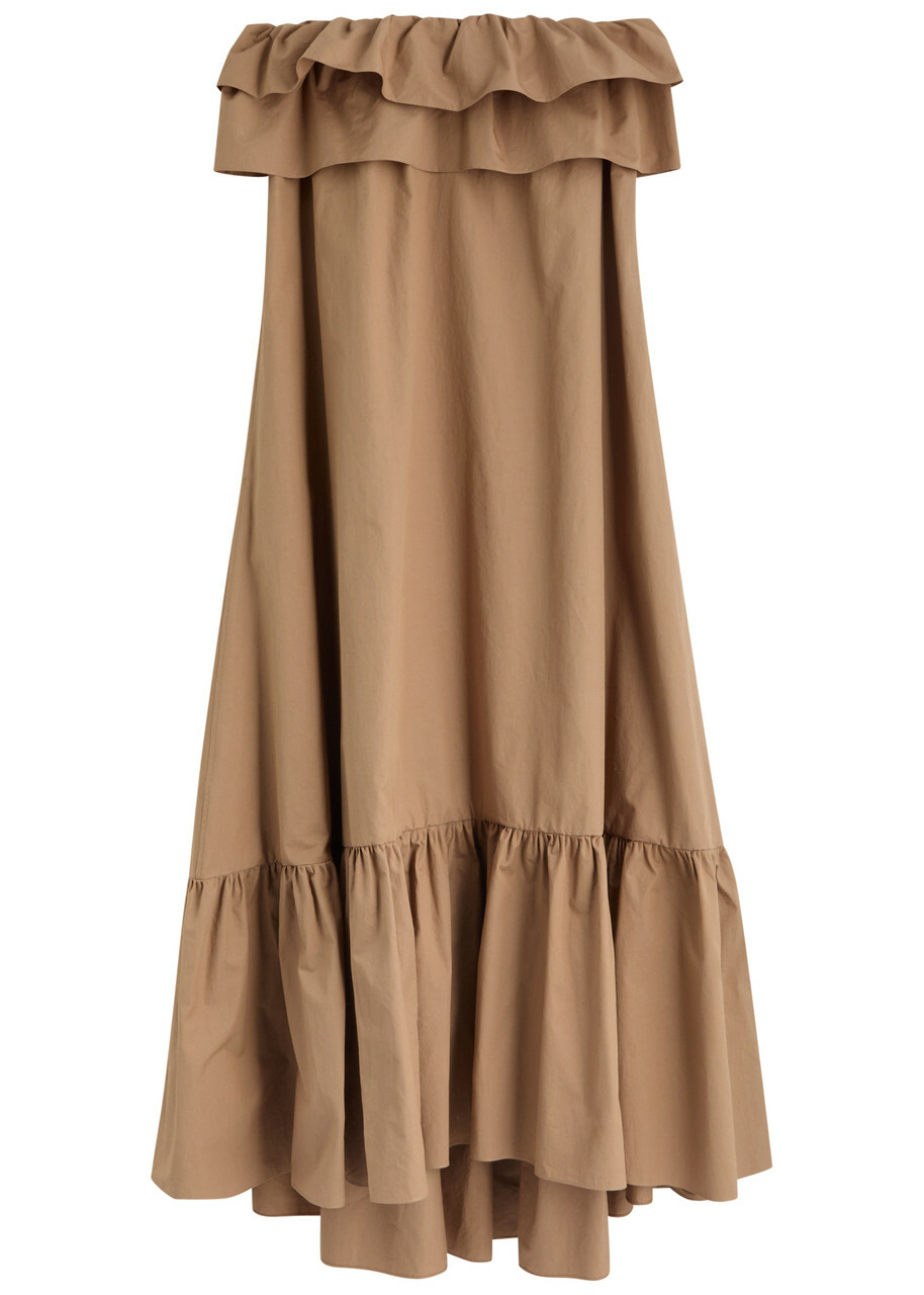 Saint Laurent Tiered Strapless Cotton-poplin Maxi Dress Brown Light Saint  Laurent