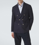 Eleventy Pinstriped wool, cotton, and cashmere blazer
