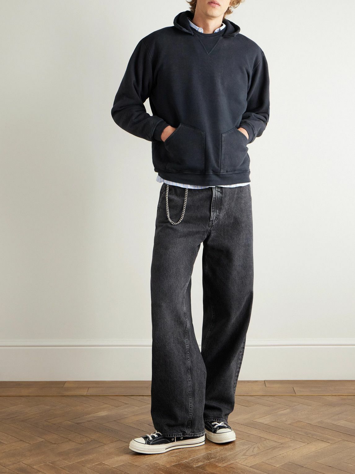 A.PRESSE - Vintage Cotton-Jersey Hoodie - Black