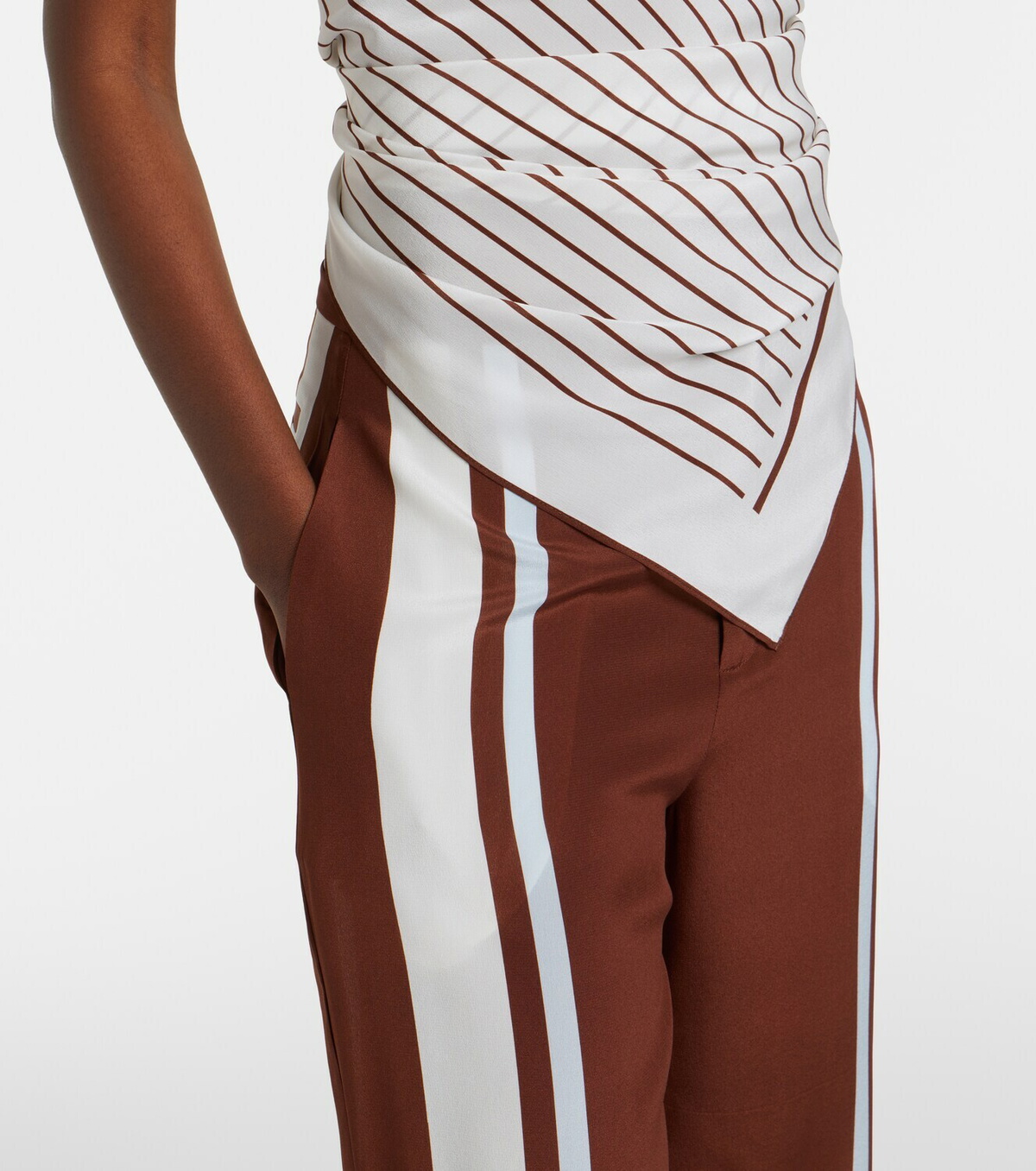 SIR Marais striped halterneck silk top
