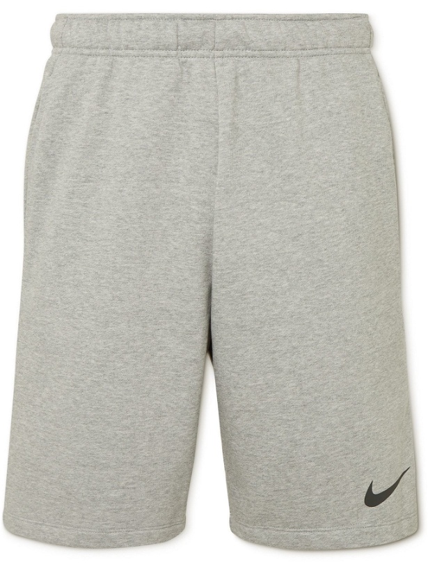 Photo: Nike Training - Logo-Print Dri-FIT Stretch-Jersey Shorts - Gray