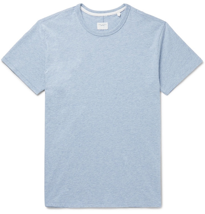 Photo: rag & bone - Mélange Organic Cotton-Jersey T-Shirt - Blue