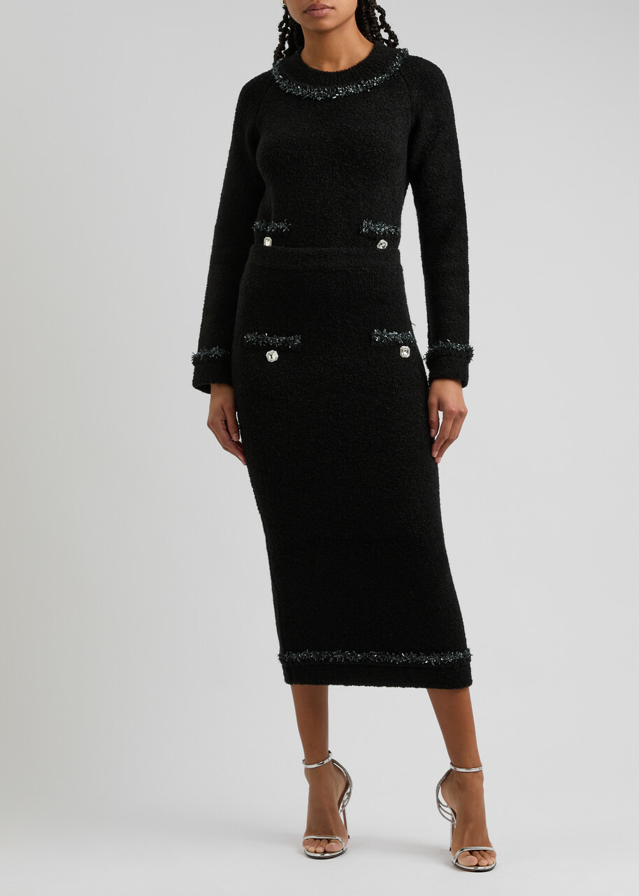 Huishan Zhang Bethany Bouclé-knit Jumper Black
