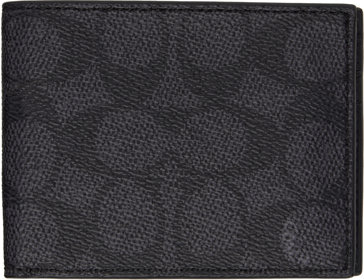 Coach 1941 Black & Gray Slim Bifold Signature Canvas Wallet