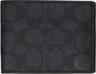 Coach 1941 Black & Gray Slim Bifold Signature Canvas Wallet