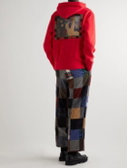 Acne Studios - Embroidered Printed Organic Cotton-Jersey Hoodie - Red