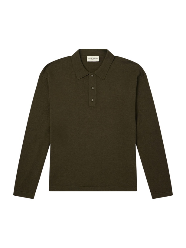 Photo: Officine Générale - Bay Merino Wool Polo Shirt - Green