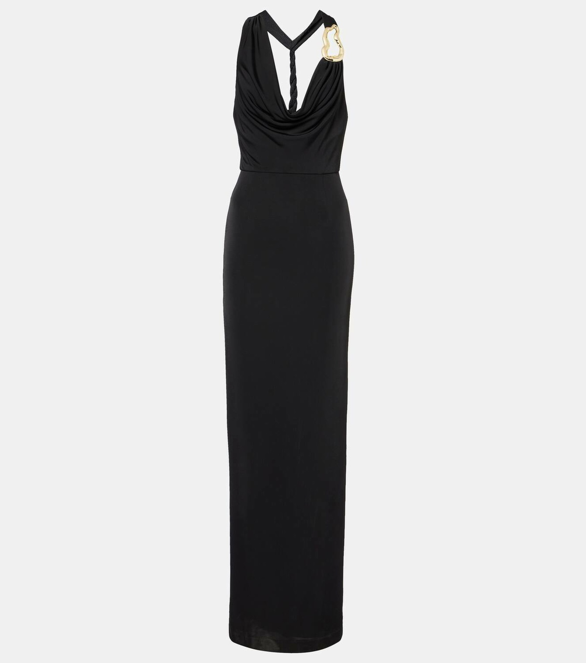 【REBECCA VALLANCE】ロング ドレス マーメイド 装飾 ブラック x Nicky Hilton Lena bow-detail sequined gown in black