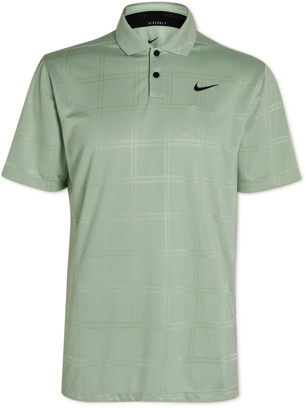 Photo: Nike Golf - Vapor Logo-Appliquéd Checked Dri-FIT Golf Polo Shirt - Green