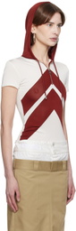 Jean Paul Gaultier White & Burgundy 'The Chevrons' Hoodie