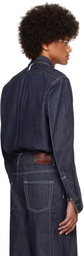 Karmuel Young Navy Raw Curved Arm Denim Shirt