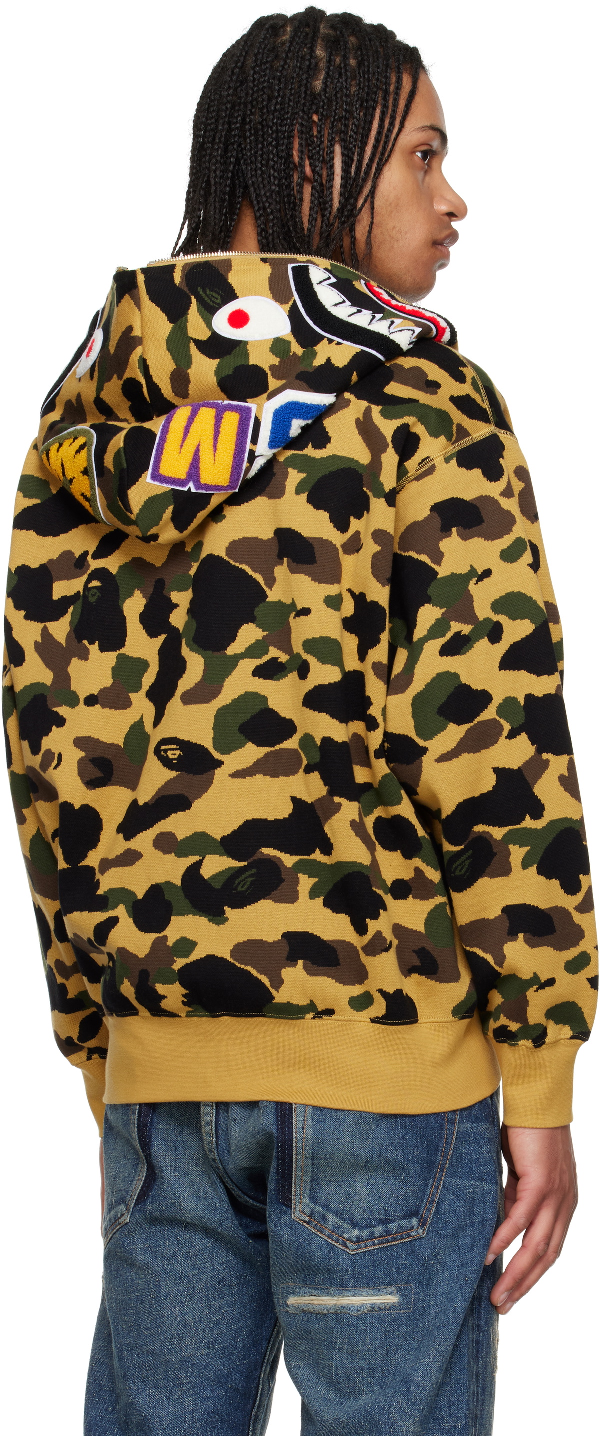 BAPE Yellow 1st Camo Jacquard Shark Full Zip Hoodie A BAPE Yellow 1st Camo Jacquard Shark Full Zip Hoodie A