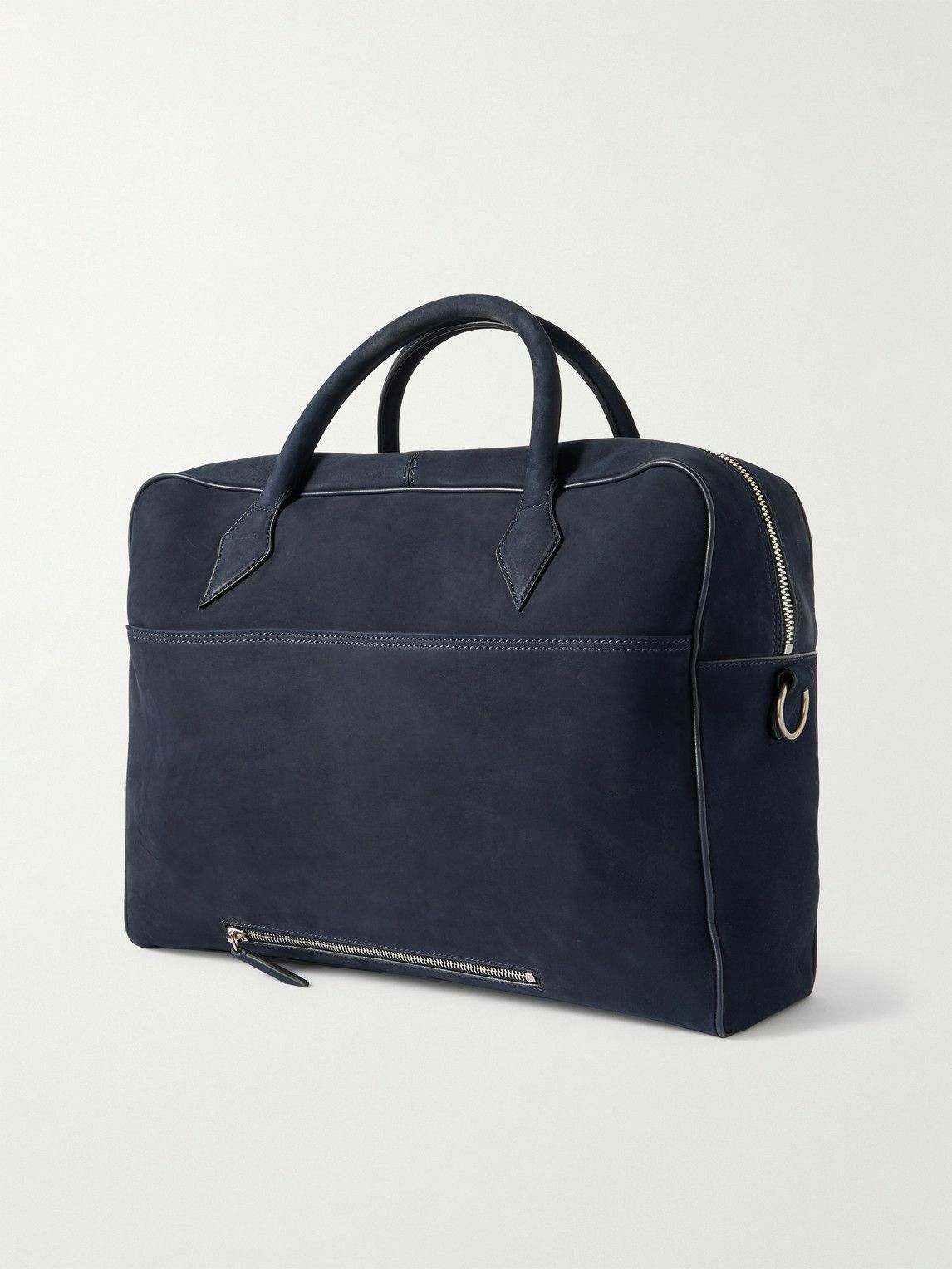 Métier - Closer All Day Leather-Trimmed Nubuck Briefcase