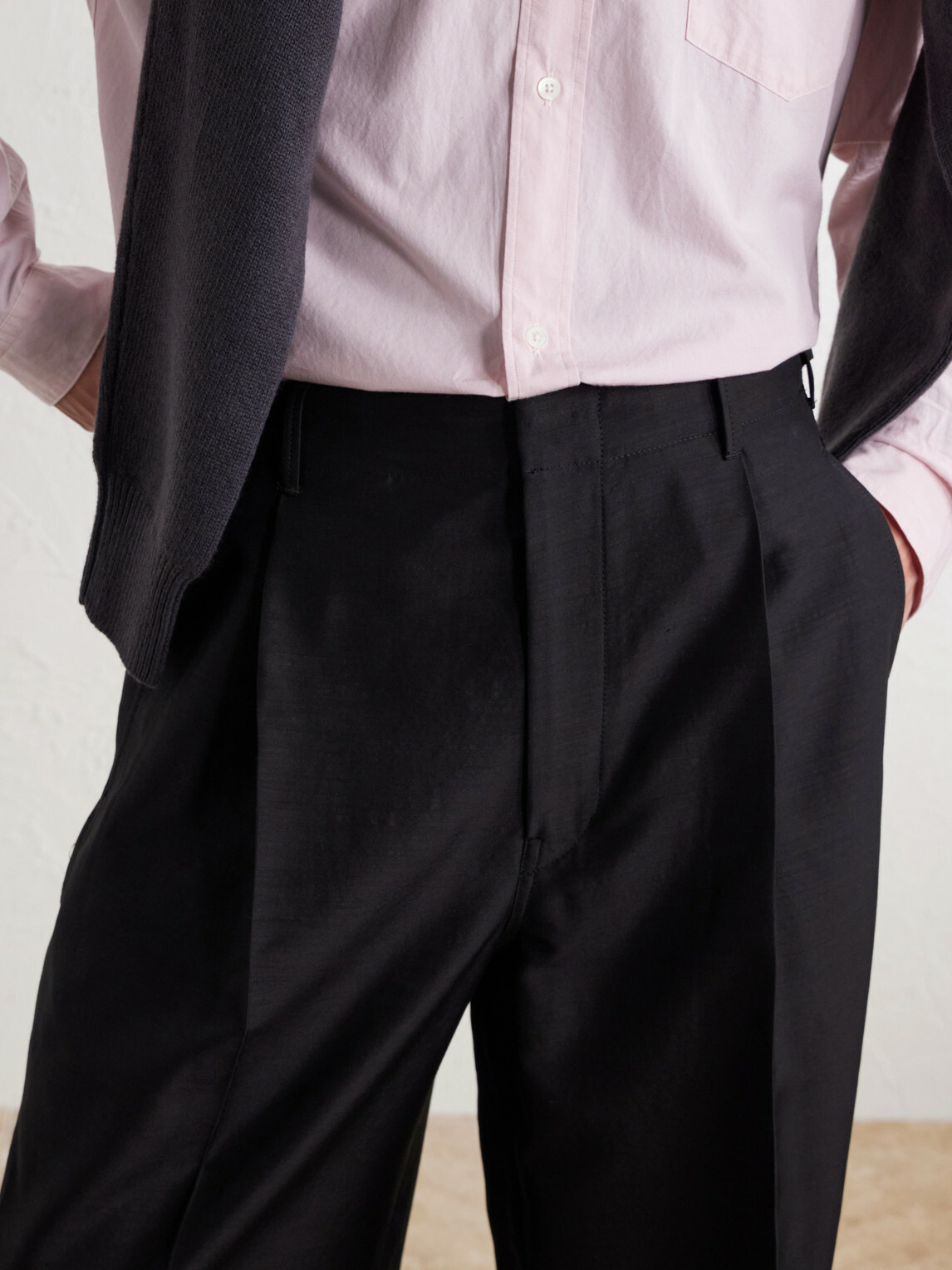 LEMAIRE - Wide-Leg Pleated Wool-Blend Twill Trousers - Black