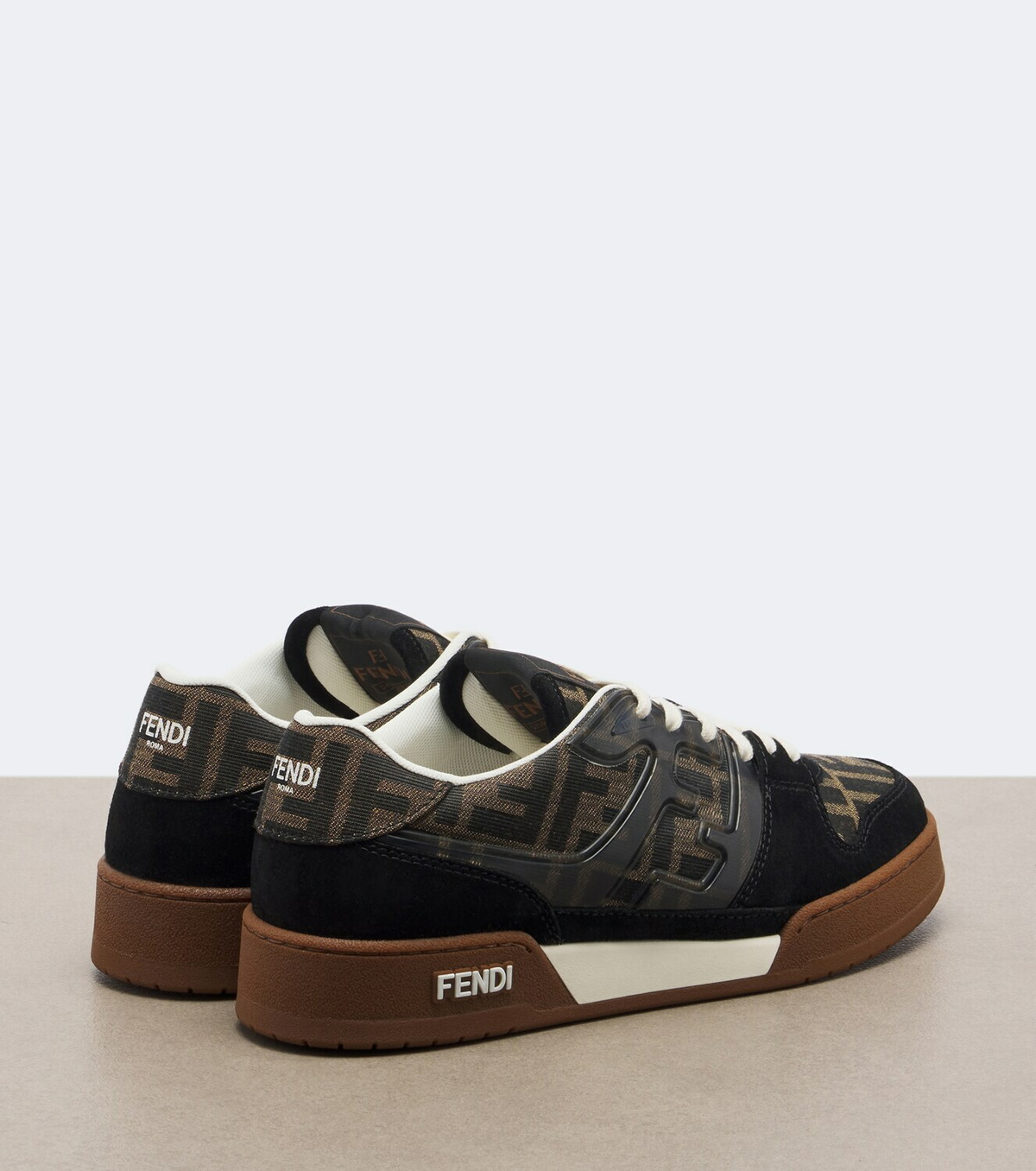 Fendi Fendi Match jacquard suede-trimmed sneakers