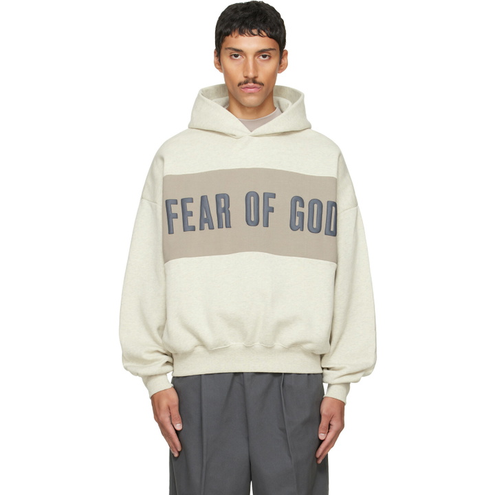 Photo: Fear of God ESSENTIALS Gray Cropped Relaxed Paneled Hoodie