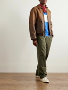 Noah - Straight-Leg Pleated Cotton-Twill Trousers - Green