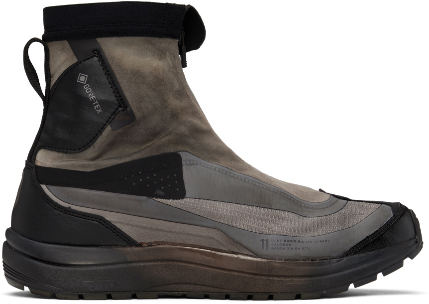 11 by Boris Bidjan Saberi Black u0026 Taupe Salomon Edition Bamba2 High GTX  Sneakers 11 by Boris Bidjan Saberi