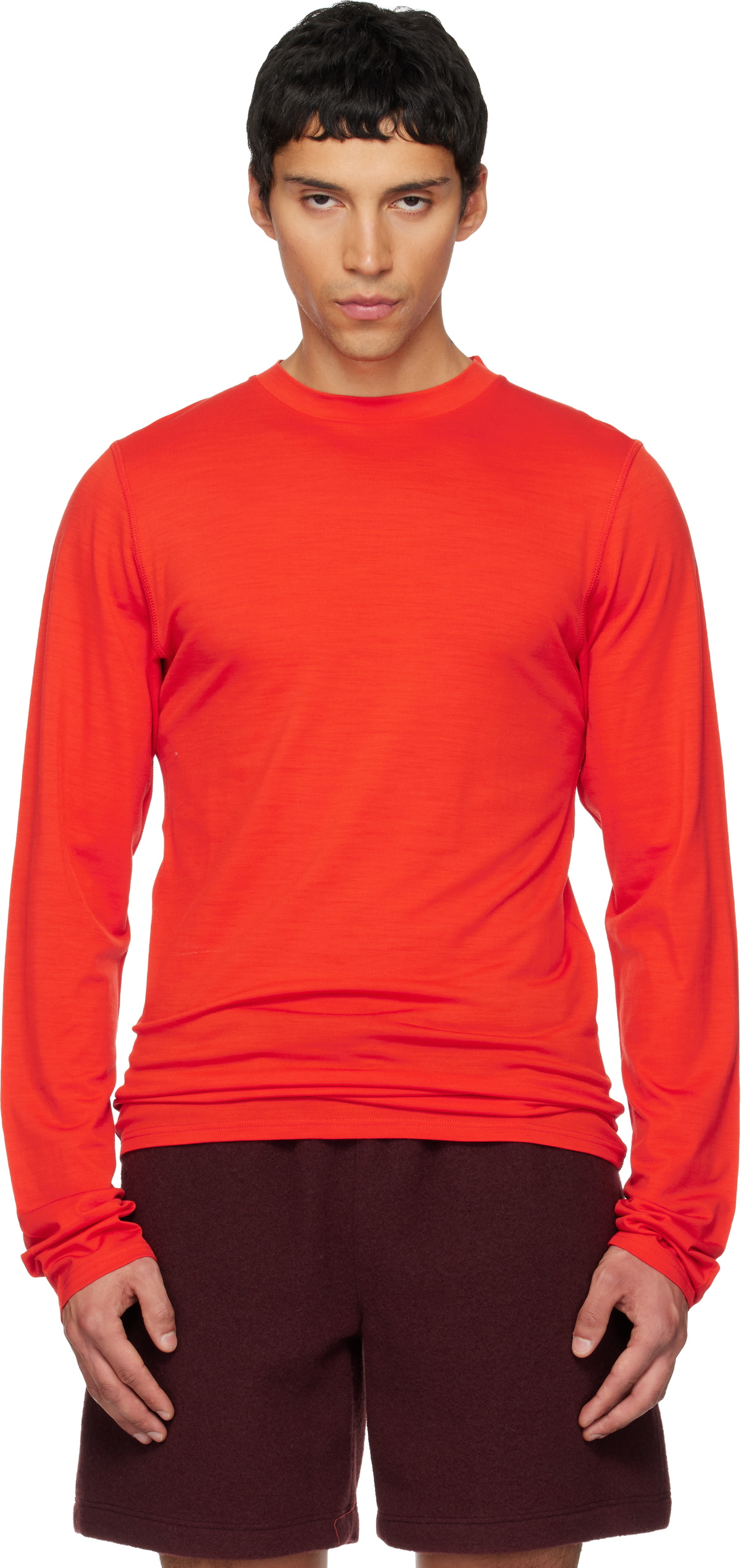 Rier Orange Roundneck Jersey Wool T-shirt