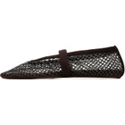 ALAÏA Brown Strass Fishnet Ballerina Flats