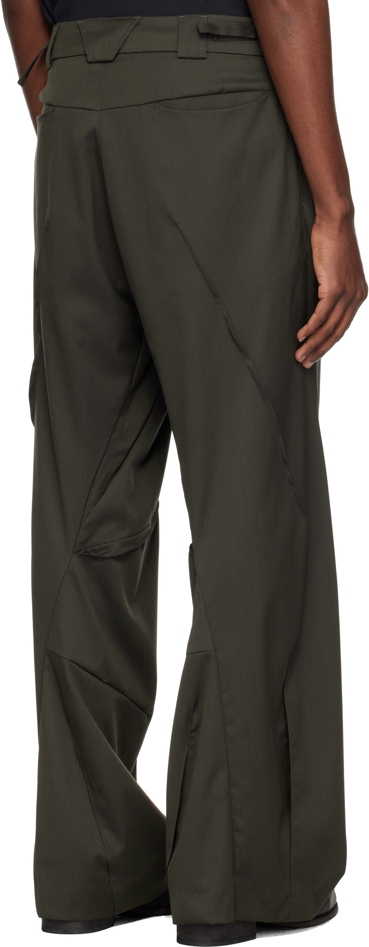 CMMAWEAR Khaki Darted Drape Trousers