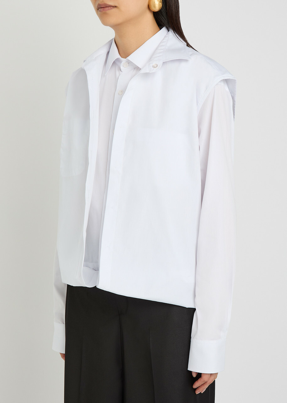 Bettter Double-shirt Cotton-blend Poplin Midi Dress White