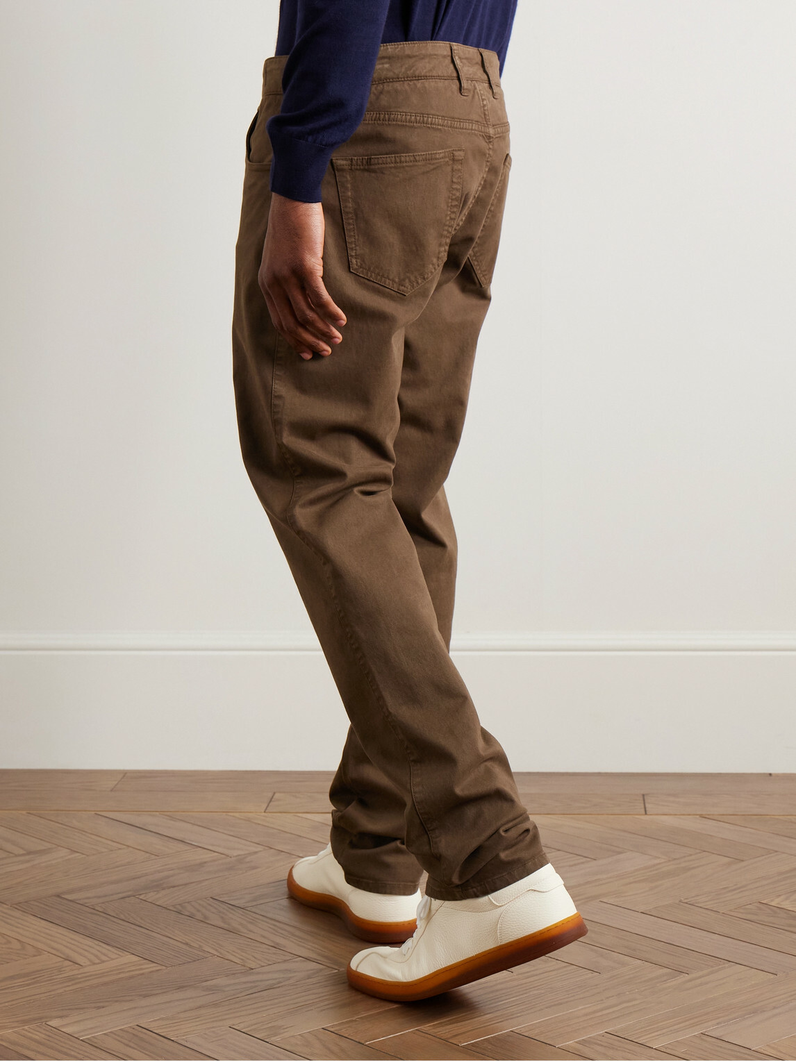Purdey - Slim-Fit Straight-Leg Cotton-Blend Twill Trousers - Brown