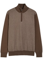 Canali Textured Half-zip Cotton Jumper Brown