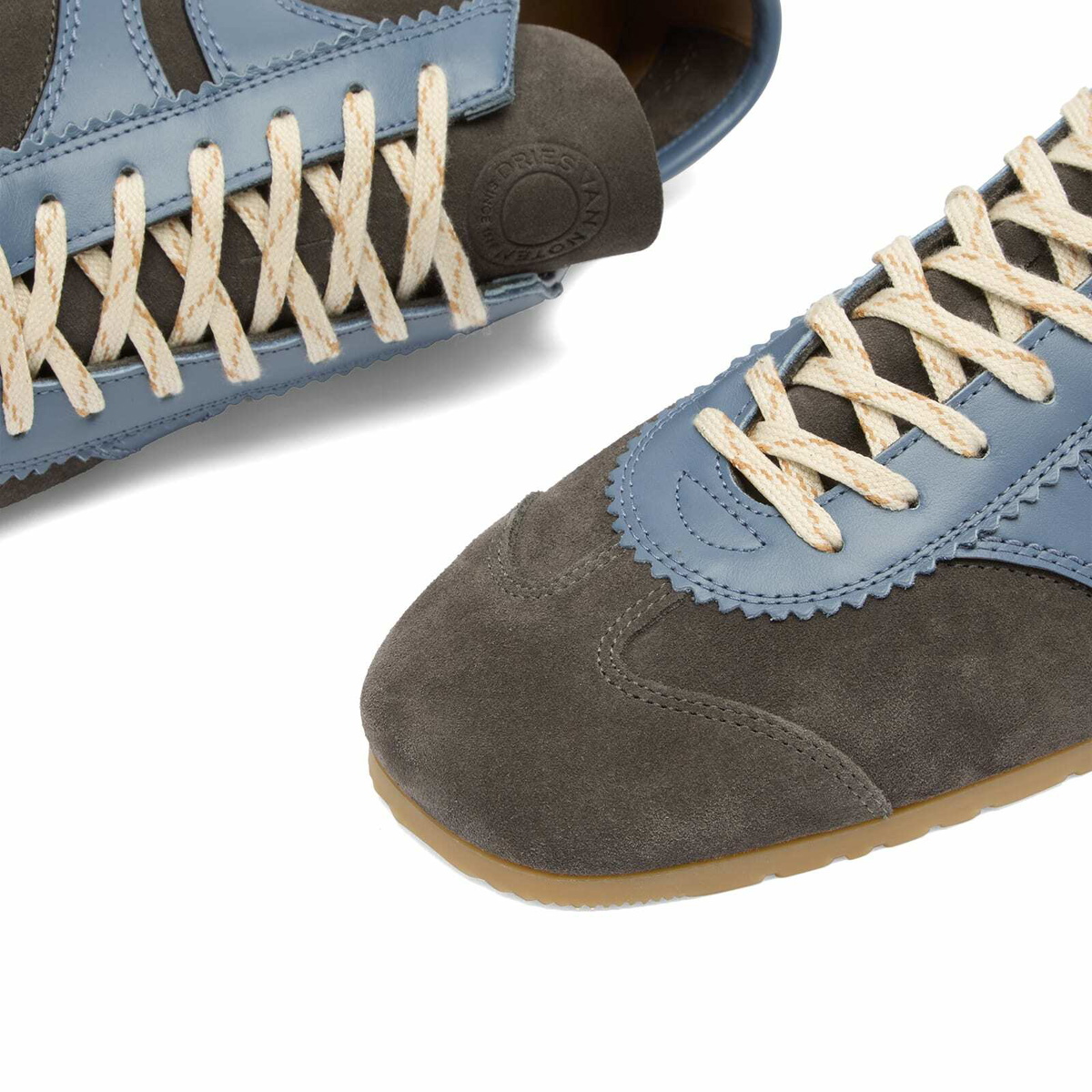 Dries Van Noten Men's Leather & Suede Sneaker in Steel