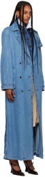 Dries Van Noten Blue Belted Denim Coat