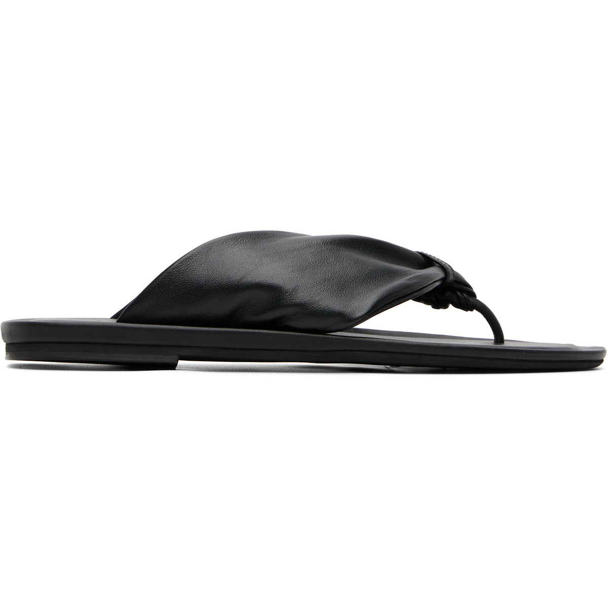 Loulou de Saison Black Agora Nappa Leather Flip-Flops