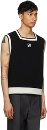 We11done Black Logo Patch Square Neck Vest